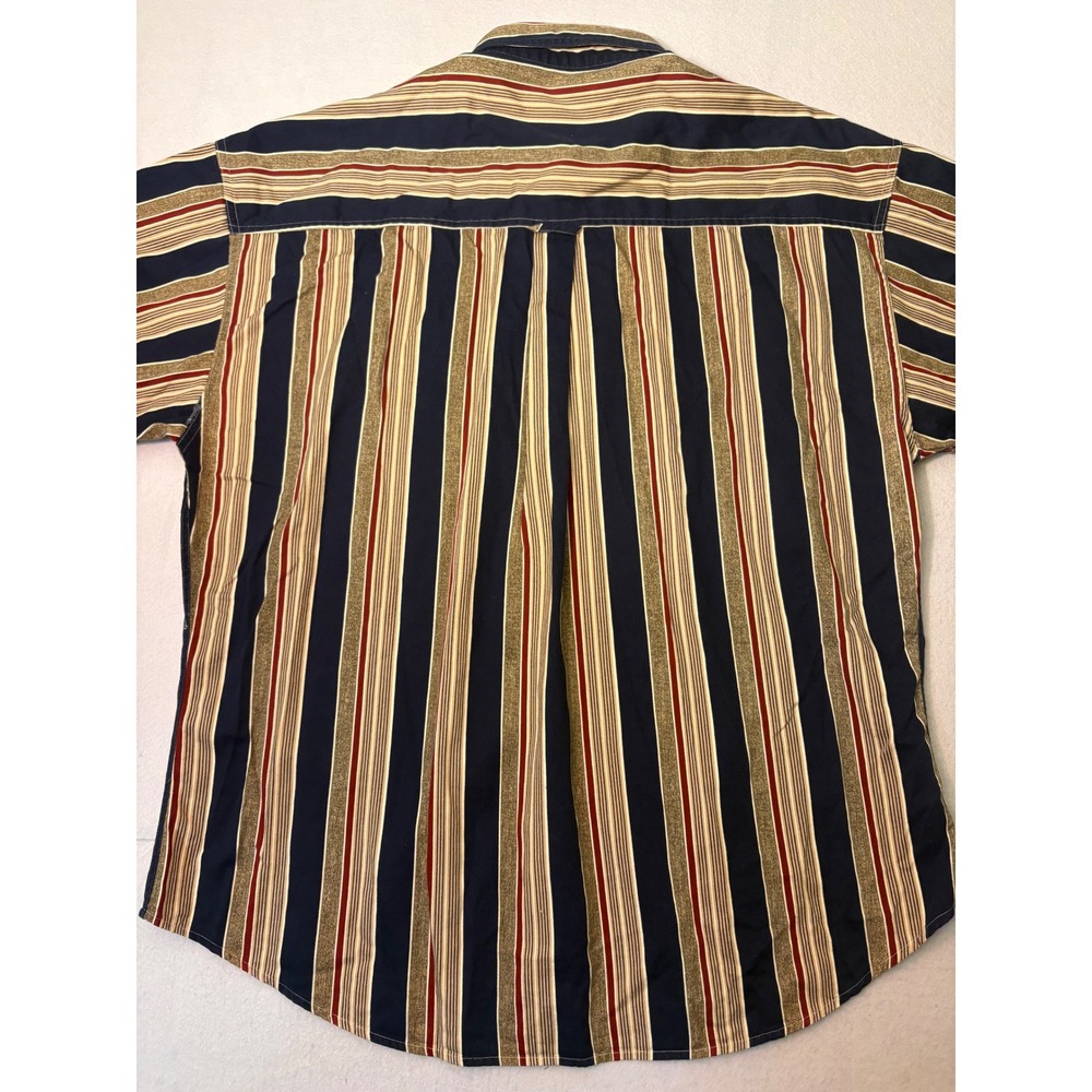 Chaps Ralph Lauren Mens XL Long Sleeve Striped Button Down Shirt Navy Tan Red - Picture 8 of 10